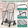 imageYITAHOME Folding Shopping Cart with Liner Foldable Grocery Cart with Wheels for Seniors Portable Collapsible Utility Carts for Shopping Groceries Laundry ampamp StorageStair Climber Cart