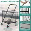 imageYITAHOME Folding Shopping Cart with Wheels Portable Collapsible Grocery Cart for Seniors Rolling Utility Cart for Laundry Storage ampamp Organizer Foldable Easy CarrySuper Jumbo