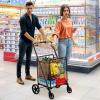 imageYITAHOME Folding Shopping Cart with Wheels Portable Collapsible Grocery Cart for Seniors Rolling Utility Cart for Laundry Storage ampamp Organizer Foldable Easy CarryLarge
