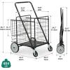 imageYITAHOME Folding Shopping Cart with Wheels Rolling Foldable Grocery Cart with Rear Basket Portable Collapsible Utility Cart with Reinforced mesh Bottom Panel for Shopping Groceries Laundry StorageSuper JumboHeavy DutyDouble Basket
