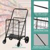 imageYITAHOME Folding Shopping Cart with Wheels Rolling Foldable Grocery Cart with Rear Basket Portable Collapsible Utility Cart with Reinforced mesh Bottom Panel for Shopping Groceries Laundry StorageLarge