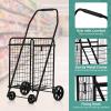 imageYITAHOME Folding Shopping Cart with Wheels Rolling Foldable Grocery Cart with Rear Basket Portable Collapsible Utility Cart with Reinforced mesh Bottom Panel for Shopping Groceries Laundry StorageMedium