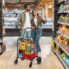 imageYITAHOME Folding Shopping Cart with Wheels Rolling Foldable Grocery Cart with Rear Basket Portable Collapsible Utility Cart with Reinforced mesh Bottom Panel for Shopping Groceries Laundry StorageLarge