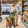 imageYITAHOME Folding Shopping Cart with Wheels Rolling Foldable Grocery Cart with Rear Basket Portable Collapsible Utility Cart with Reinforced mesh Bottom Panel for Shopping Groceries Laundry StorageMedium