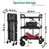 imageYITAHOME Folding Utility Service Cart 350LBS 3 Tier Foldable Cart with Wheels Collapsible Cart on Wheels with 360Swivel Wheels 2 with Brakes Portable Cart for Home Garage Restaurant Office