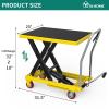 imageYITAHOME Hydraulic Lift Table Cart 550 LBS Adjustable 114quot to 425quot in Height Double Scissor Lift Table with Locking Wheels for Material Handling and TransportationSingle 1100 LBS