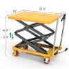 imageYITAHOME Hydraulic Lift Table Cart 550 LBS Adjustable 114quot to 425quot in Height Double Scissor Lift Table with Locking Wheels for Material Handling and TransportationDouble 550 LBS