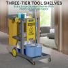 imageYITAHOME Janitorial Cart Cleaning Carts on Wheels 3Shelf Commercial Traditional Plastic Housekeeping Cart with 2 Yellow 25 Gallon Vinyl Bag and Pair of Rubber Gloves GrayGray