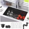 imageYITAHOME Kitchen Sink 33quot x 19quot x 10quot Undermount 304 Stainless Steel 5050 Double Bowl With Accessories 16 Gauge for Workstation Prep Kitchen BarBlack