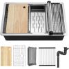 imageYITAHOME Kitchen Sink 33quot x 19quot x 10quot Undermount 304 Stainless Steel 5050 Double Bowl With Accessories 16 Gauge for Workstation Prep Kitchen BarSilver