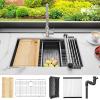 imageYITAHOME Kitchen Sink 33quot x 19quot x 10quot Undermount 304 Stainless Steel 5050 Double Bowl With Accessories 16 Gauge for Workstation Prep Kitchen BarBlack