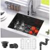 imageYITAHOME Kitchen Sink 33quot x 19quot x 10quot Undermount 304 Stainless Steel 5050 Double Bowl With Accessories 16 Gauge for Workstation Prep Kitchen BarBlack