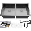 imageYITAHOME Kitchen Sink 33quot x 19quot x 10quot Undermount 304 Stainless Steel 5050 Double Bowl With Accessories 16 Gauge for Workstation Prep Kitchen BarBlack Double Bowl