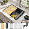 imageYITAHOME Kitchen Sink 33quot x 19quot x 10quot Undermount 304 Stainless Steel 5050 Double Bowl With Accessories 16 Gauge for Workstation Prep Kitchen BarBlack