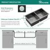 imageYITAHOME Kitchen Sink 33quot x 19quot x 10quot Undermount 304 Stainless Steel 5050 Double Bowl With Accessories 16 Gauge for Workstation Prep Kitchen BarBlack Double Bowl