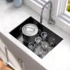 imageYITAHOME Kitchen Sink 33quot x 19quot x 10quot Undermount 304 Stainless Steel 5050 Double Bowl With Accessories 16 Gauge for Workstation Prep Kitchen BarBlack
