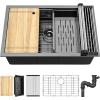 imageYITAHOME Kitchen Sink 33quot x 19quot x 10quot Undermount 304 Stainless Steel 5050 Double Bowl With Accessories 16 Gauge for Workstation Prep Kitchen BarBlack