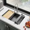 imageYITAHOME Kitchen Sink 33quot x 19quot x 10quot Undermount 304 Stainless Steel 5050 Double Bowl With Accessories 16 Gauge for Workstation Prep Kitchen BarBlack