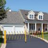 imageYITAHOME Metal Expandable Barricade Gate Outdoor 16FT Folding Security Gate Retractable Driveway Gate Folding Safety BarricadeYellowBlack
