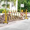 imageYITAHOME Metal Expandable Barricade Gate Outdoor 16FT Folding Security Gate Retractable Driveway Gate Folding Safety BarricadeYellowBlack