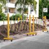 imageYITAHOME Metal Expandable Barricade Gate Outdoor 16FT Folding Security Gate Retractable Driveway Gate Folding Safety BarricadeYellowBlack