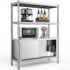 imageYITAHOME NSF Stainless Steel Shelves 48quot18quot60quot 4 Tier Storage Shelf with Cabinet Heavy Duty Shelving for Kitchen Garage Office Restaurant Warehouse 201 Bright Silver4 tier  Cabinet