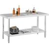 imageYITAHOME NSF Stainless Steel Table 30quot X 24quot Work Table with Wheels 2 Shelves Metal Prep Worktable for Home Kitchen Restaurant Garage Warehouse OutdoorBasic