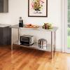 imageYITAHOME NSF Stainless Steel Table 30quot X 24quot Work Table with Wheels 2 Shelves Metal Prep Worktable for Home Kitchen Restaurant Garage Warehouse OutdoorBasic