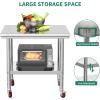 imageYITAHOME NSF Stainless Steel Table 30quot X 24quot Work Table with Wheels 2 Shelves Metal Prep Worktable for Home Kitchen Restaurant Garage Warehouse OutdoorModern wwheels