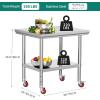imageYITAHOME NSF Stainless Steel Table 30quot X 24quot Work Table with Wheels 2 Shelves Metal Prep Worktable for Home Kitchen Restaurant Garage Warehouse OutdoorModern wwheels