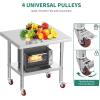 imageYITAHOME NSF Stainless Steel Table 30quot X 24quot Work Table with Wheels 2 Shelves Metal Prep Worktable for Home Kitchen Restaurant Garage Warehouse OutdoorBasic wwheels