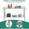 imageYITAHOME NSF Stainless Steel Table 30quot X 24quot Work Table with Wheels 2 Shelves Metal Prep Worktable for Home Kitchen Restaurant Garage Warehouse OutdoorBasic