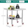 imageYITAHOME NSF Stainless Steel Table 30quot X 24quot Work Table with Wheels 2 Shelves Metal Prep Worktable for Home Kitchen Restaurant Garage Warehouse OutdoorBasic wwheels