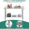 imageYITAHOME NSF Stainless Steel Table 30quot X 24quot Work Table with Wheels 2 Shelves Metal Prep Worktable for Home Kitchen Restaurant Garage Warehouse OutdoorBasic
