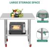 imageYITAHOME NSF Stainless Steel Table 30quot X 24quot Work Table with Wheels 2 Shelves Metal Prep Worktable for Home Kitchen Restaurant Garage Warehouse OutdoorBasic wwheels