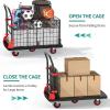 imageYITAHOME Platform Truck Cart with Cage 42 x 26 in 1000LBS Capacity Folding Cart with WheelsHeavy Duty Hand Moving CartFoldable Dolly Cart with Basket for Warehouse Luggage Moving1000 LBS