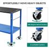 imageYITAHOME Portable Welding Table 36quot x 18quot Welding Table Top with 58quot Holes Casters with Brakes 1200lb Load Capacity Metal Welding Bench Extra Middle Shelf for Convenient StorageBlue