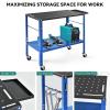 imageYITAHOME Portable Welding Table 36quot x 18quot Welding Table Top with 58quot Holes Casters with Brakes 1200lb Load Capacity Metal Welding Bench Extra Middle Shelf for Convenient StorageBlue
