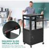 imageYITAHOME Rolling AV Cart with Wheels ampamp Locking Cabinet Keyboard Tray ampamp 164ft ExtraLong Power Cord Mobile Presentation Media Cart for Computer Laptop Printer Projector BlackAV Cart with Locking Cabinet