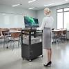 imageYITAHOME Rolling AV Cart with Wheels ampamp Locking Cabinet Keyboard Tray ampamp 164ft ExtraLong Power Cord Mobile Presentation Media Cart for Computer Laptop Printer Projector BlackAV Cart with Locking Cabinet