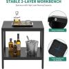 imageYITAHOME Table Stand for Commercial Ice Maker Machine 2Tier Storage Shelf Coffee Tea End Table Square Simple Style Side Table for Office Restaurant Home Bars Coffee ShopTop Loading 100LBSTable