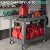 imageYITAHOME Utility Cart on Wheels 550 lbs 2 Shelf Heavy Duty Rolling Carts 45 x 25 in Plastic Service Cart Work Carts with Wheels for Warehouse Garage School ampamp Office Cleaning Gray