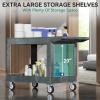 imageYITAHOME Utility Cart on Wheels 550 lbs 2 Shelf Heavy Duty Rolling Carts 45 x 25 in Plastic Service Cart Work Carts with Wheels for Warehouse Garage School ampamp Office Cleaning Gray