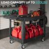 imageYITAHOME Utility Cart on Wheels 550 lbs Capacity 45 x 25 Inch Rolling Work Carts with Wheels 2 Shelf Heavy Duty Plastic Service Cart Suitable for Warehouse Garage School ampamp Office Cleaning BlackBlack
