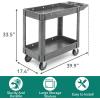 imageYITAHOME Utility Cart on Wheels Plastic Tool Cart 550 lbs Capacity Service Cart 40 x 17 Inch 2 Shelf Extra Heavy Duty Rolling Work Carts for Warehouse Garage School ampamp Office Cleaning BlackGray