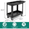 imageYITAHOME Utility Cart on Wheels Plastic Tool Cart 550 lbs Capacity Service Cart 40 x 17 Inch 2 Shelf Extra Heavy Duty Rolling Work Carts for Warehouse Garage School ampamp Office Cleaning BlackBlack