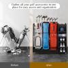 imageYITAHOME Wooden Golf Bag Organizer for Garage Rolling Storage Stand for Golf Bags Clubs Balls and Accessories Holds 2 or 3 Golf Bags Ideal for Golf Equipment OrganizationBlack