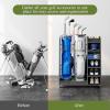 imageYITAHOME Wooden Golf Bag Organizer for Garage Rolling Storage Stand for Golf Bags Clubs Balls and Accessories Holds 2 or 3 Golf Bags Ideal for Golf Equipment OrganizationDeepgray
