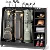 imageYITAHOME Wooden Golf Bag Organizer for Garage Rolling Storage Stand for Golf Bags Clubs Balls and Accessories Holds 2 or 3 Golf Bags Ideal for Golf Equipment OrganizationBlack