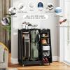 imageYITAHOME Wooden Golf Bag Organizer for Garage Rolling Storage Stand for Golf Bags Clubs Balls and Accessories Holds 2 or 3 Golf Bags Ideal for Golf Equipment OrganizationBlack